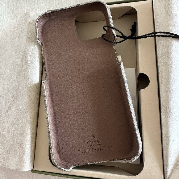 New GUCCI iPhone 14 case Ophidia Supreme Brown GG Logo W/ Box - Picture 4 of 5